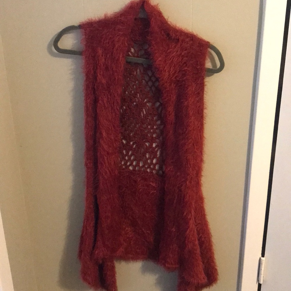 Burnt red/orange fuzzy vest!